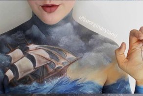Художница рисует невероятные картины на собственном теле