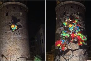 Завораживающее световое шоу на Галатской башне в Стамбуле