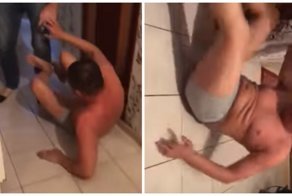 Пьяный депутат в трусах хотел напоить лётчиков, но они заставили его ползать на попе