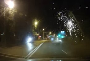 Авария дня. Пострадал только столб