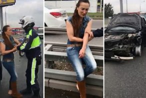 Пьяная женщина пыталась уйти от погони на МКАДе, устроила ДТП и разделась