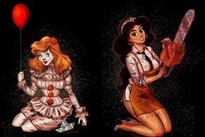 Как выглядели бы принцессы, будь они главными злодейками известных фильмов ужасов