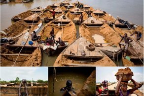 Добыча речного песка в Мали