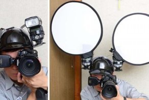 Фотограф из Японии нашёл гениальный способ удерживать фотовспышки с помощью пивного шлема