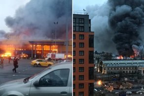 Появилось видео горящего гипермаркета «Лента» в Петербурге