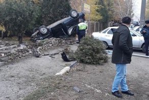 Авария дня. Пьяный водитель перевернул машину скрываясь от полиции