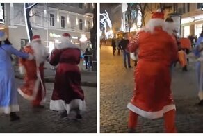 Christmas Fight: Деды Морозы устроили драку из-за маленькой девочки