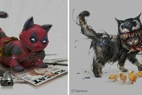 Художник изображает кошек в образах супергероев Marvel и DC Comics