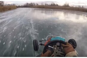 Скоростная езда на карте по замерзшему водоему