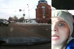 Даже шапка слетела! ДТП на перекрестке в Кургане