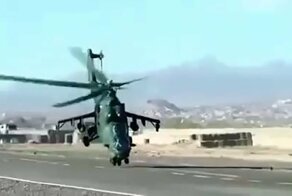 Эффектный и необычный взлёт вертолёта Ми-24