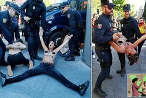 Испанские феминистки вышли с голой грудью против националистов