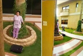 Filipina maid tied to a tree by rich Saudi boss as punishment