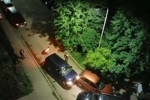 Полуголые мужики с битой и шваброй пытались остановить неадекватного водителя в Кубинке