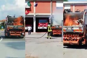 Водитель горящего мусоровоза сам привез машину к пожарным 