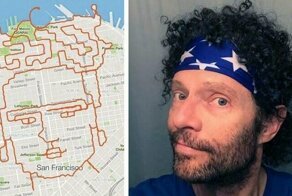 Бегун использует карту в качестве холста, создавая рисунки своими маршрутами пробежек