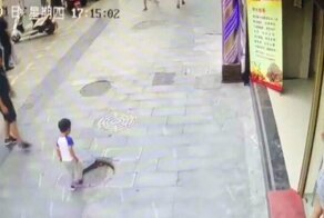 В Китае любопытный мальчик едва не убился, свалившись в канализацию