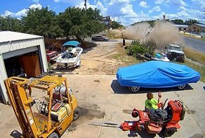 Грузовик с прицепом чуть не приземлился на рабочего в Техасе