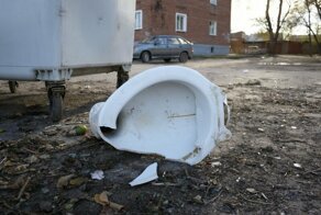 Житель Владимирской области решил стащить из кафе унитаз, да разбил его по дороге