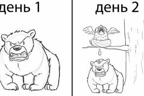 Все начинается с медведя: художник дорисовывал каждый день по одному персонажу, и вот что получилось