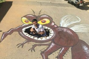 Индиец решил бороться с плохими дорогами по-творчески