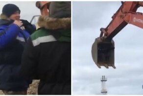 Рабочие из Нового Уренгоя прокатились в ковше экскаватора