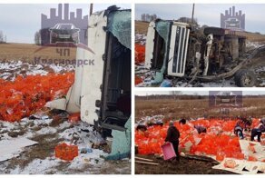Праздник к нам приходит: после аварии с фурой россияне запаслись бесплатными мандаринами