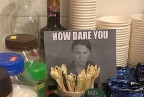 Израильские компании отучают работников от пластиковой посуды снимками Греты Тунберг