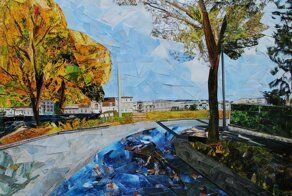 Бумажная живопись:  Городские пейзажи, похожие на картины маслом