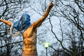 Обиженные футбольные фанаты в Швеции надели на Ибрагимовича мусорный пакет и сиденье для унитаза