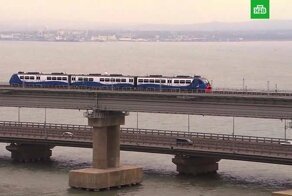 Крымский мост. Открытие движения по железнодорожной части