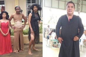 30 Funny Pics Of Filipinos Dressed Up In ‘Unsuitable’ Donated Clothes At A Volcano Evacuation Center