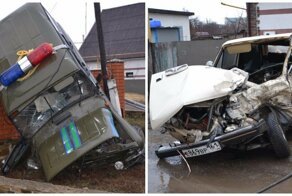 В Ростовской области УАЗ пограничников во время погони взлетел на забор