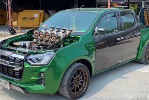 Этот сумасшедший пикап Isuzu из Таиланда имеет пять турбокомпрессоров и закись азота