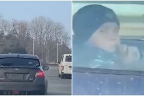 На улицах Владивостока заметили ребёнка за рулём иномарки, задумчиво ковыряющегося в носу