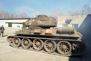 Т-34 "Боевая подруга" после восстановления выдержал испытание на полигоне Танкового биатлона