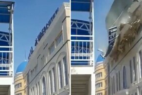 Ураганный ветер снес крышу университета в Казахстане