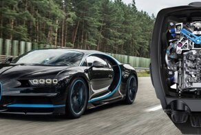 Необыкновенные часы с миниатюрным 16-цилиндровым двигателем от Bugatti Chiron