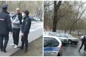 В Краснодаре полицейские грубо задержали мужчину, который отошел от подъезда дальше 100 метров