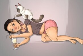 Художница из Венгрии иллюстрирует повседневную жизнь с кошкой
