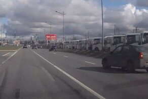 Необдуманная попытка разворота на Витебском проспекте в Санкт-Петербурге
