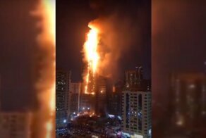 Ужасные кадры из ОАЭ: небоскрёб превратился в факел