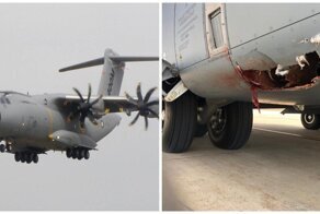 Испанские военные показали пробоину в самолете после столкновения с птицей