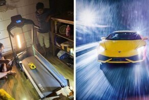 Фотограф на самоизоляции: парень сделал реалистичный фотографии спорткара, используя беговую дорожку