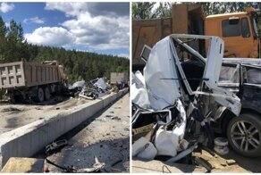 Грузовик с отказавшими тормозами смял несколько легковушек