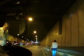 Мотоавария в тоннеле на Третьем транспортном кольце в Москве