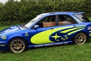 Катафалк для любителей ралли построили на базе Subaru Impreza