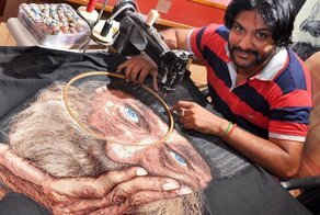 Феноменальный Человек-иголка: индиец вышивает картины на машинке, и они потрясающие