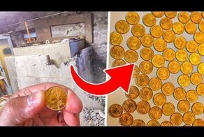 Тайник с золотом найден во время ремонта дома! Клад золотых монет был под полом старого сарая!