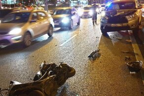 Авария дня. Безмозглый водитель скутера
